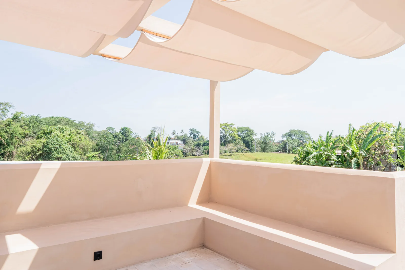 Roof terrace over the rice fields